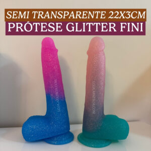 prótese glitter FINI | salmão com verde ou roxo com azul 22 x 3cm